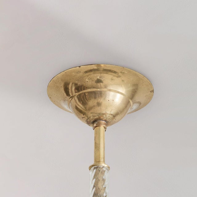 Italian Murano Fluted Glass + Brass 8-Arm Chandelier, 1940s For Sale In Chicago - Image 6 of 11