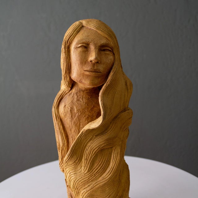 Terra Cotta Clay Female Bust Figurative Sculpture of a Woman For Sale - Image 10 of 13