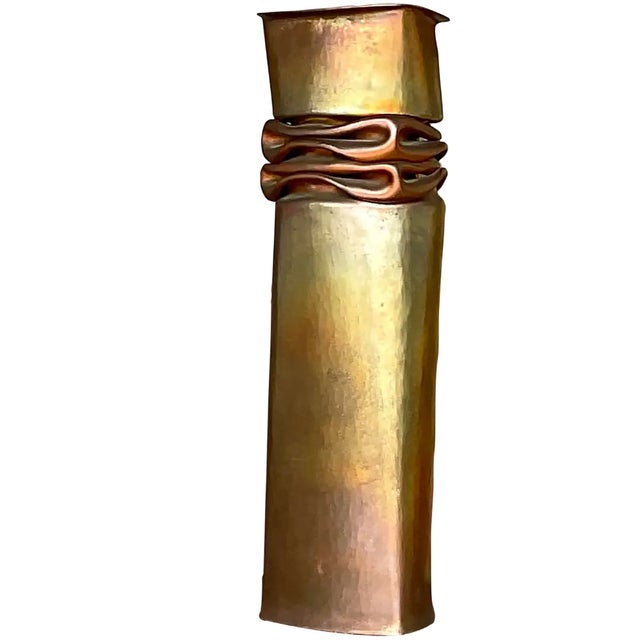 Vintage Modernist Thomas Roy Markusen Nickeled Copper Vases - Set of 2 For Sale - Image 11 of 13
