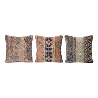 Faded Tribal Rug Pillow Cover 24'' X 24'' - Set of Three For Sale