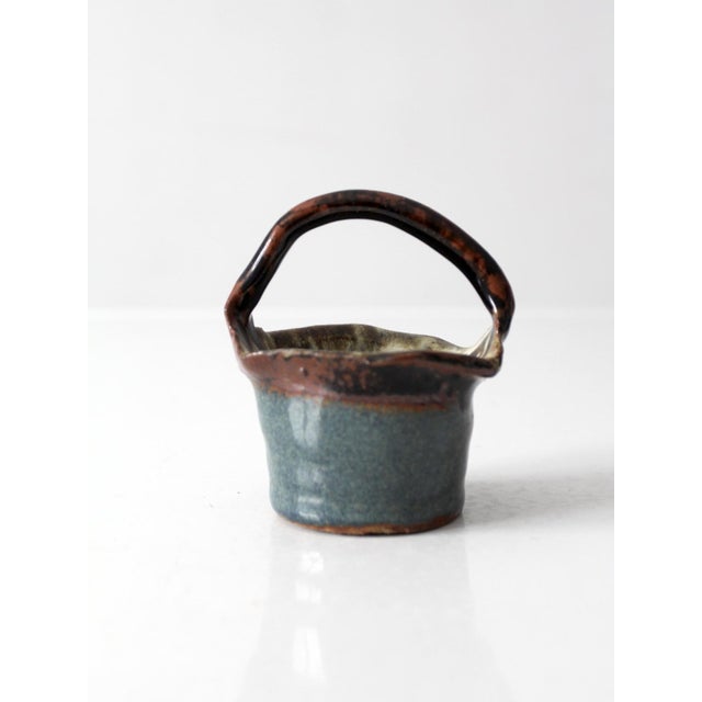 Vintage Handmade Studio Pottery Basket For Sale - Image 4 of 13