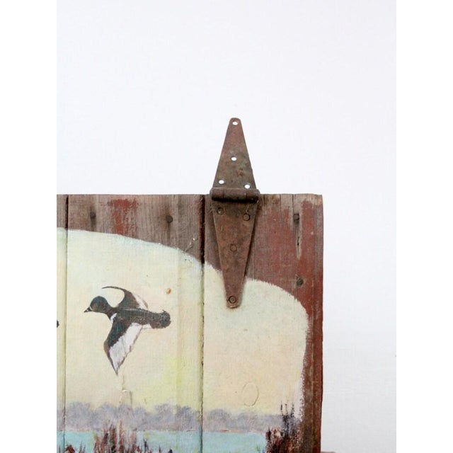 Vintage Folk Art Barn Wood Painting For Sale - Image 4 of 8