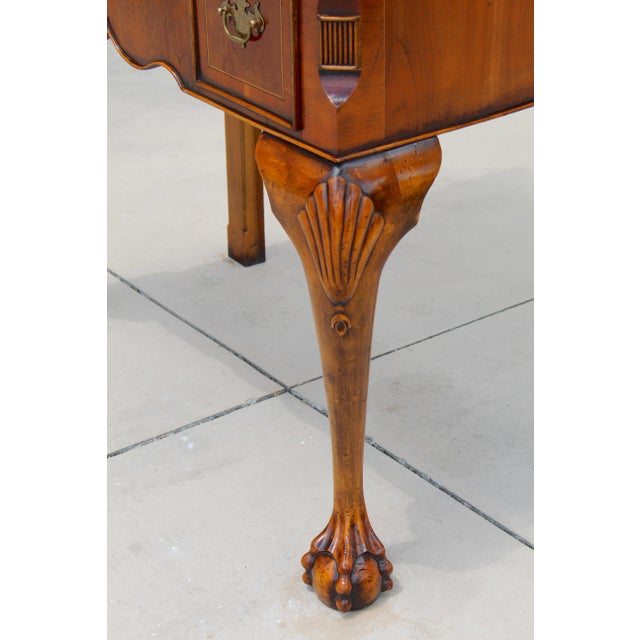 1950s Chippendale Revival Mahogany Highboy Chest on Stand With Satinwood Inlay & Ball-and-Claw Feet For Sale - Image 10 of 17