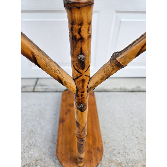 Burnt Bamboo and Wood Side Table For Sale - Image 15 of 17