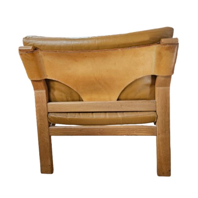 Vintage Danish Oak Lounge Chairs in Cognac Leather by Kurt Østervig, 1960s, Set of 4 For Sale - Image 4 of 7