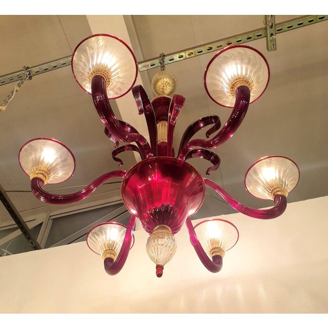 1960s 1960s Red Murano Glass Chandelier For Sale - Image 5 of 12