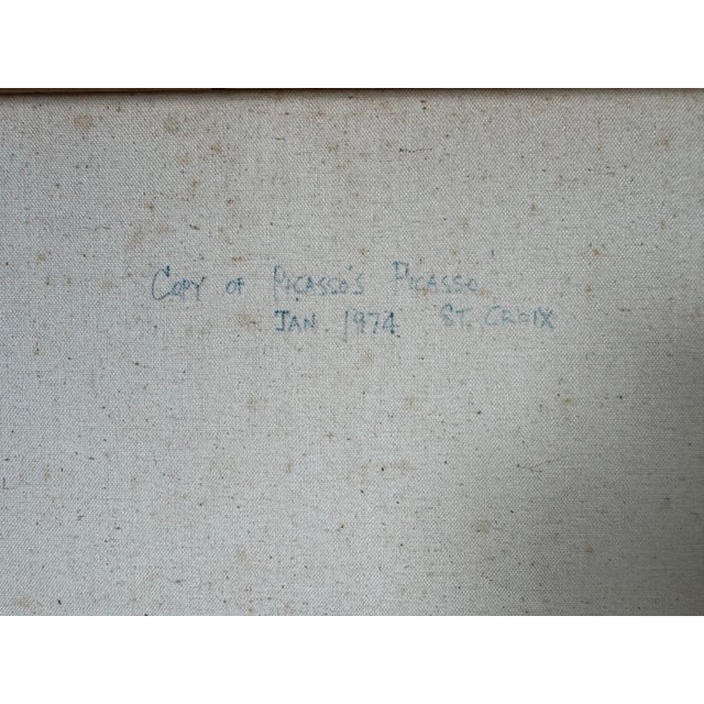 1974 Vintage “Copy of Picasso” Surrealist Abstract Painting by St. Croix For Sale - Image 10 of 11