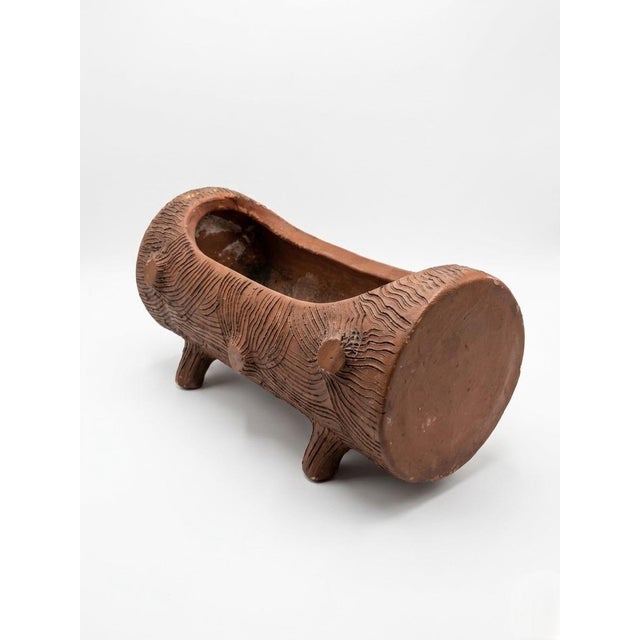 2000 - 2009 Vintage French Faux Bois Terracotta Log Planter For Sale - Image 5 of 10
