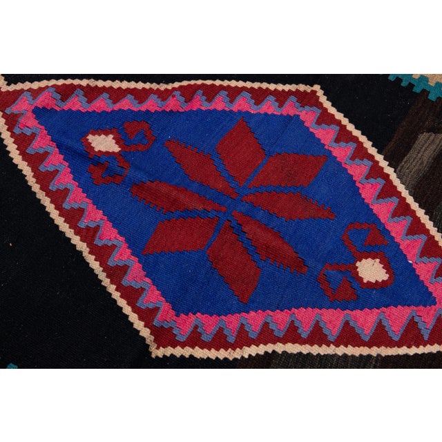 Textile Mid-20th Century Turkish Kilim Multicolor Handmade Tribal Wool Rug For Sale - Image 7 of 8