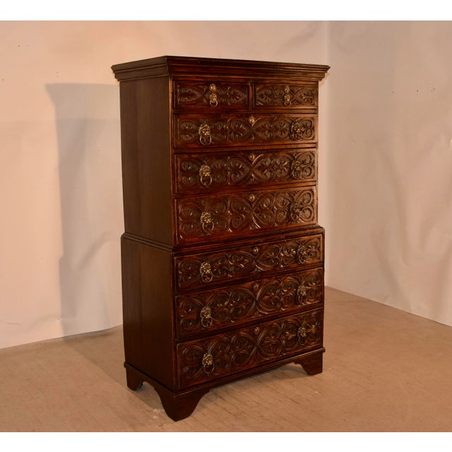18th C. English Carved Chest on Chest For Sale - Image 4 of 12