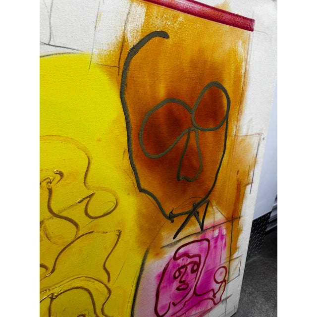1980s Pair of Oversized Jack Compton Colorful Abstract Mixed Media Paintings on Canvas 60x46" For Sale - Image 14 of 17