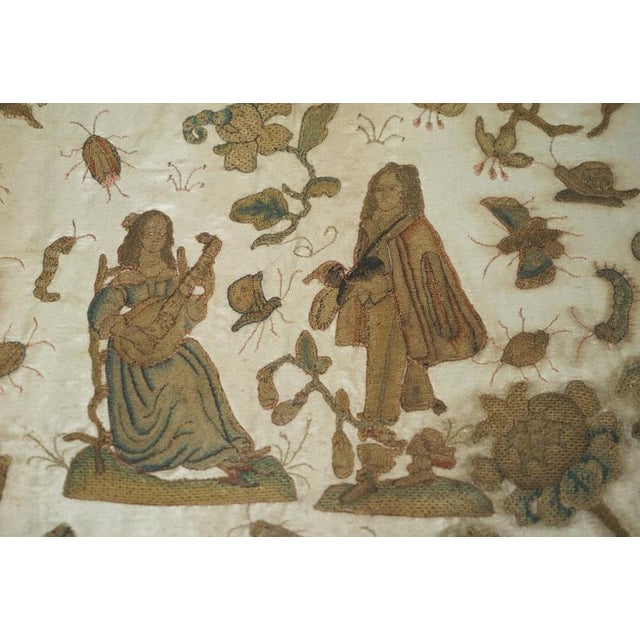 Textile English Charles II Stumpwork Needlework Picture, 1650 For Sale - Image 7 of 18