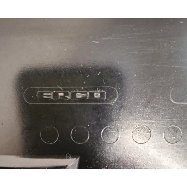 Glass Vintage German Ceiling Lamp with Black Plastic Base and Patterned Glass Shade from Erco, 1970s For Sale - Image 7 of 9