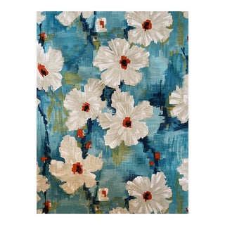 Giverny by Harlequin Linen Blend Fabric Lagoon/Amber 14 1/2 Continuous Yards For Sale