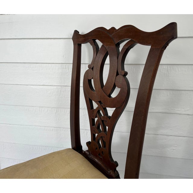 Antique 18th Century American Chippendale Carved Ribbon Back Mahogany Side Chair For Sale - Image 9 of 13