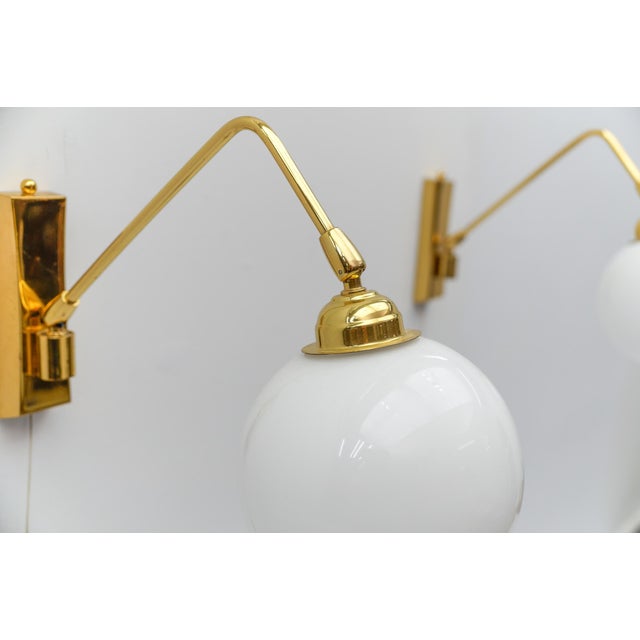 Mid-Century Modern Wall Lamps in Brass and Milk Glass, 1960s, Set of 2 For Sale - Image 14 of 18
