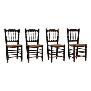 Rustic Wood French Chairs, 1950s, Set of 4