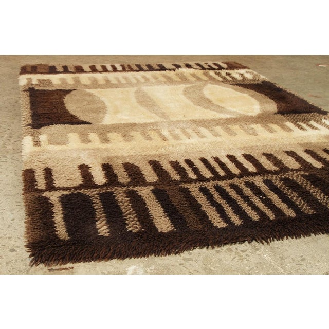 1950s 1950s Vintage Ege Rya Rug Beige Brown Mid-Century Geometric Pattern For Sale - Image 5 of 7