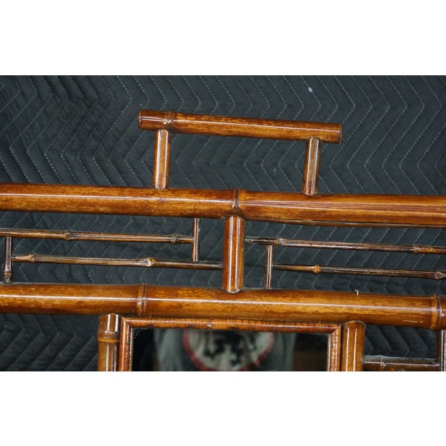 Late 19th Century Antique English Victorian Bamboo & Rattan Mirrored Etagere Shelf Stand Boho Chic For Sale - Image 5 of 18