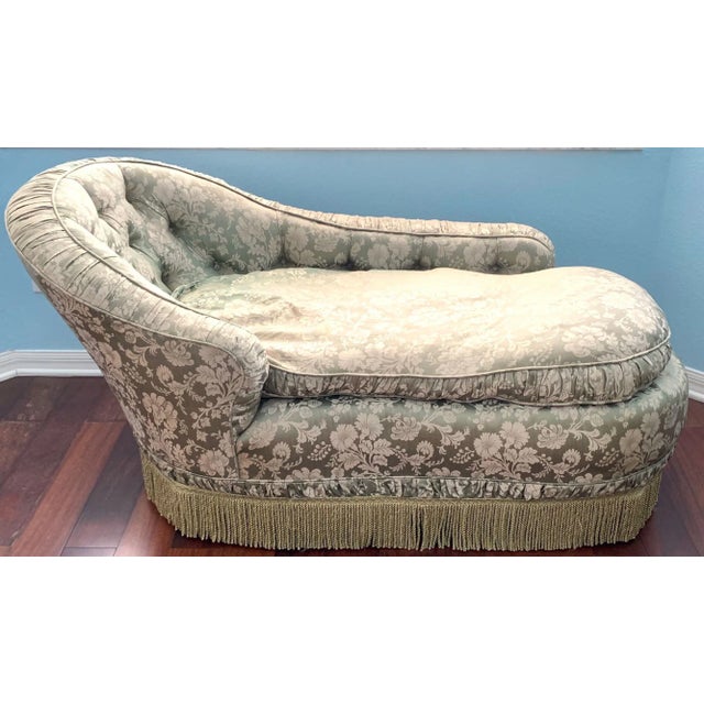 Victorian Silk Upholstered Antique Chaise For Sale - Image 3 of 12