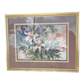 Floral Watercolor Painting Signed by Brent Heighton For Sale