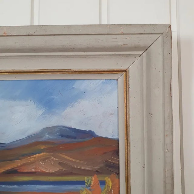 Mid-Century Modern 1950s Mid-Century Swedish Modernist Landscape Oil Painting by Nils Dramé For Sale - Image 3 of 18