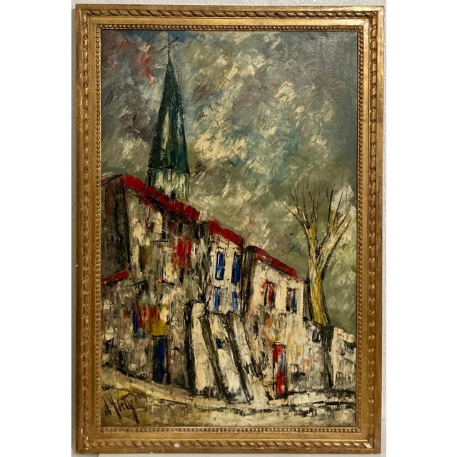 Abstract Henri D'Anty, French Modernist Henri d'Anty Abstract Town Landscape Oil Painting Ecole d'Paris For Sale - Image 3 of 12