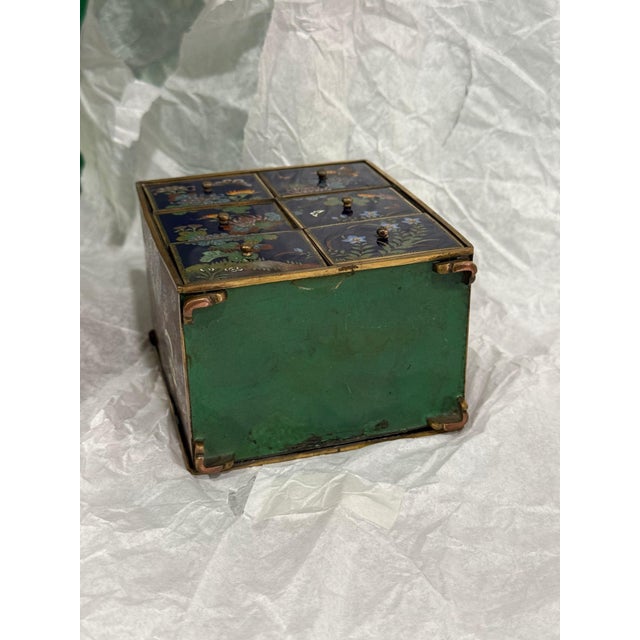 Japanese Cloisonne Enamel Rare Six Drawer Jewelry Chest, Attributed to Inaba For Sale - Image 16 of 16