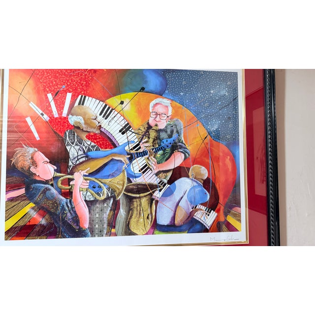 Seriolithograph in color on wove paper by Glynn Marcus titled One Nite Outta This World, part of the 56th Grammy Awards...