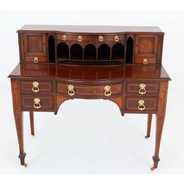 Sheraton Revival mahogany Bonheur Du Jour Circa 1880 This impressive bonheur du jour has an arrangement of 5 mahogany...