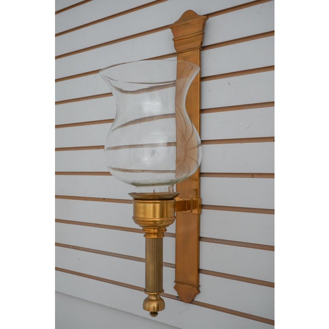 Pair Ethan Allen Brass Wall Sconce Candlesticks W. Globes Chairish