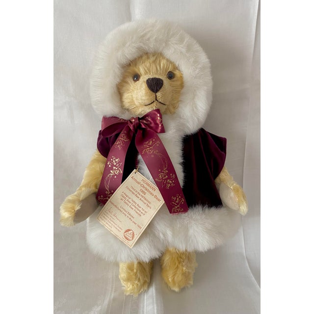 Vintage 1996 Mohair Hermann-Coburg Annual Christmas Bear - Limited Edition German Mohair Teddy Bear With Growler, Tags Included Excellent Condition For Sale - Image 14 of 14