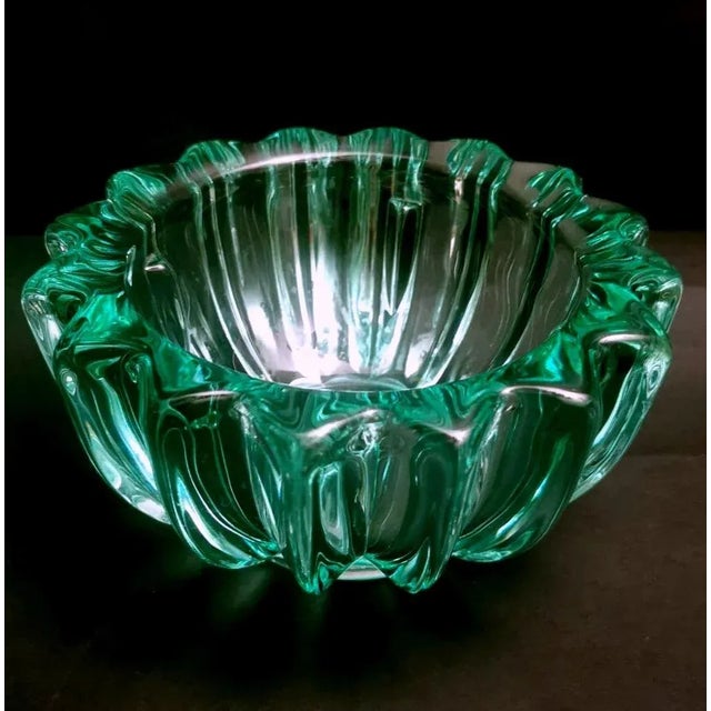 1930s 1930s Art Deco Pierre d'Avesn Green Molded Glass Bowl For Sale - Image 5 of 12