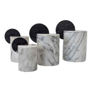 Postmodern Memphis Style Decorative Marble Canister - Set of 4