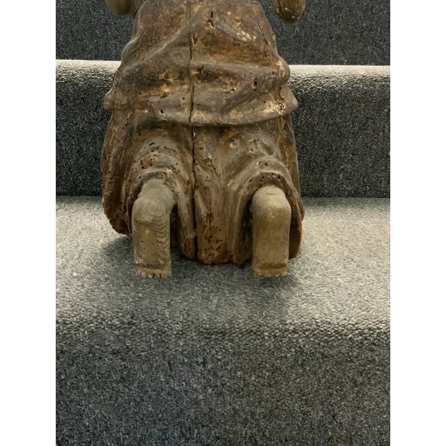 19th Century Antique Kneeling Wood Carved Santos Figure For Sale In New York - Image 6 of 17