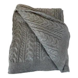 Contemporary Hollywood Regency Gray Cable Knit Throw.