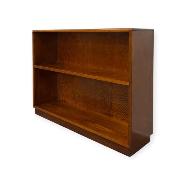 Mid-Century Modern Vintage Mid-Century Streamline Moderne Low 2-Tier Wood Bookshelf. For Sale - Image 3 of 8
