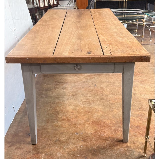 Large French Rectangular Farmhouse Table on Painted Frame For Sale - Image 15 of 15