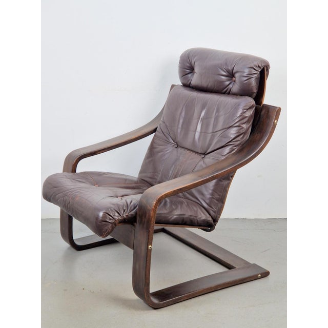 Vintage Coja Armchair in Brown Leather and Bentwood, 1970s For Sale - Image 11 of 13