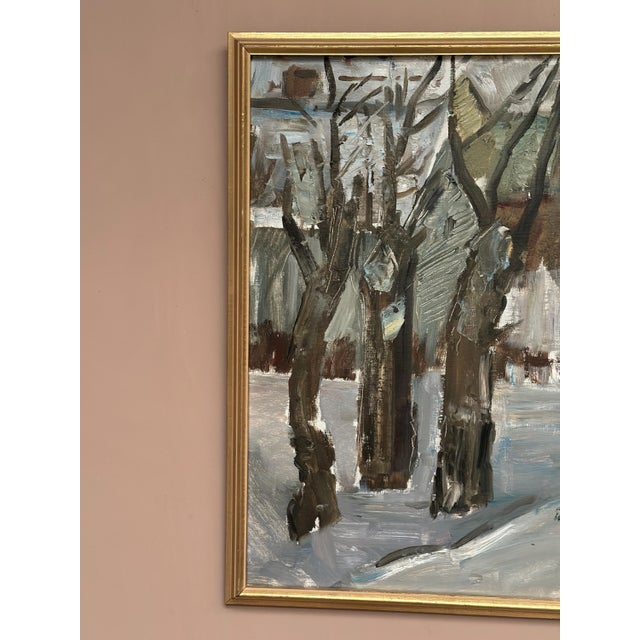 Winter Forest, 1950s, Oil Painting on Canvas, Framed For Sale - Image 8 of 15