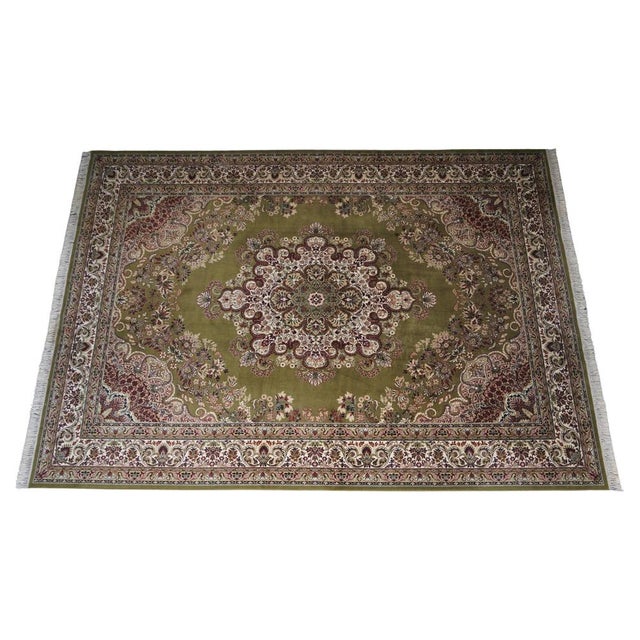 Large Vintage French Green Rug For Sale - Image 16 of 16