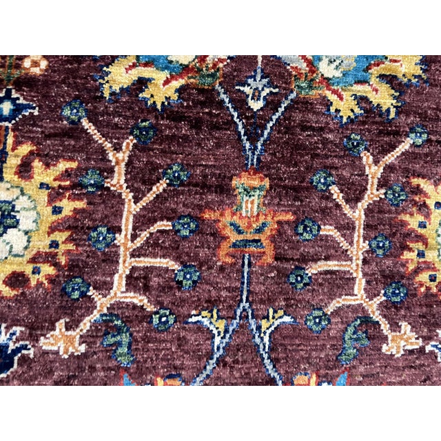 Burgundy Persian-Style Floral Wool Rug, Natural Dyes, 5'9" X 7'9" For Sale - Image 10 of 16