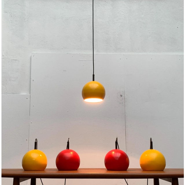 Mid-Century German Space Age Metal Ball Pendant Lamps, Set of 2 For Sale - Image 9 of 18
