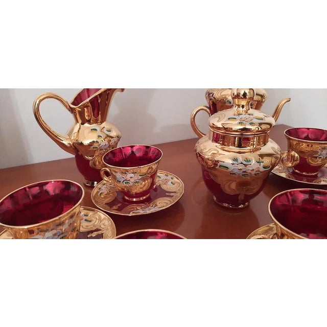 Murano Glass Tre Fuochi 24 K Gold Coffee Set, 1965 For Sale - Image 4 of 18