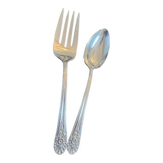 Jubilee Silverplate, International Silver 1953, Wm Rogers MFG Co Meat Fork & Serving Spoon For Sale