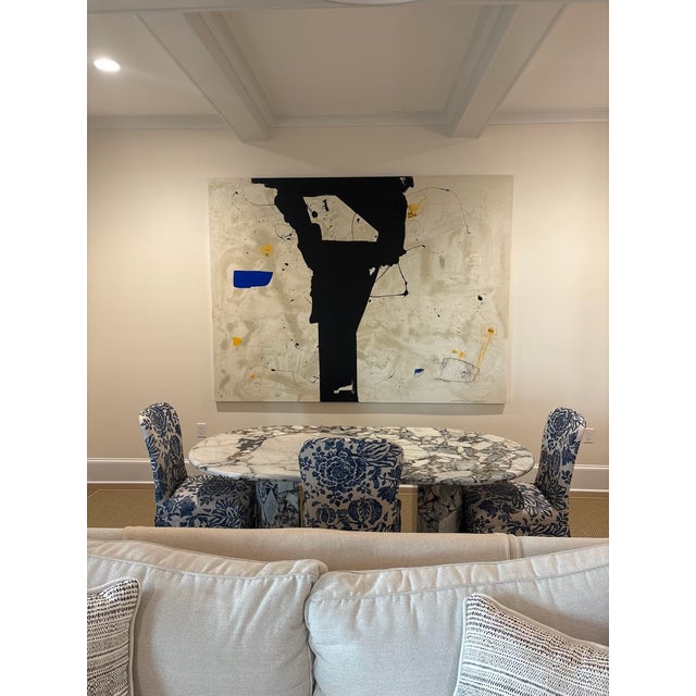 Striking large-scale abstract canvas by contemporary artist William McClure. A bold black gestural form is accented by...