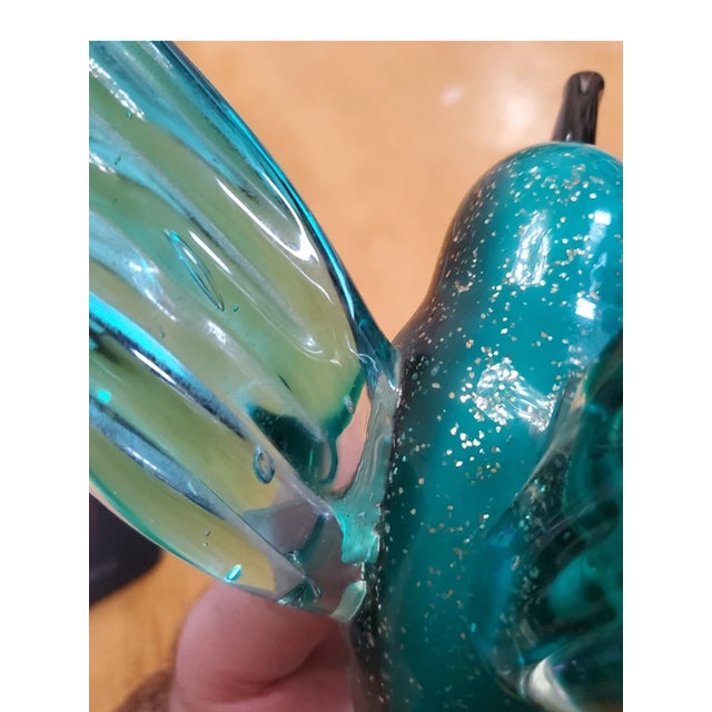 1990s Vintage Gca Murano Style Art Glass Blue Turquoise Flying Hummingbird Figurine For Sale - Image 5 of 6