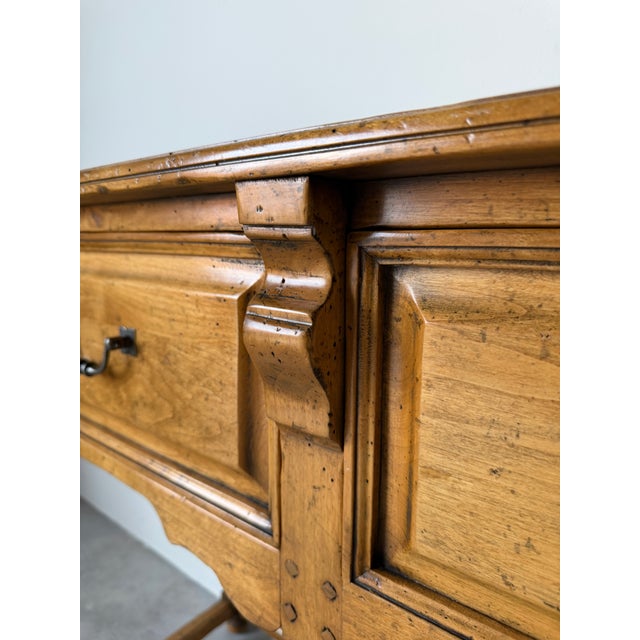 Vintage Mediterranean Spanish Colonial Style Three-Drawer Console Table For Sale - Image 14 of 18