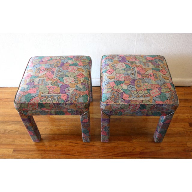 Mid-Century Modern 1970s Mid Century Modern Pair of Milo Baughman Style Parsons Ottomans For Sale - Image 3 of 3