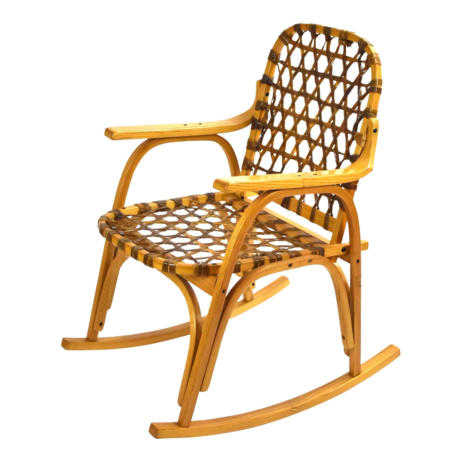 Vintage Snowshoe Bentwood Rawhide Rocking Chair Chairish